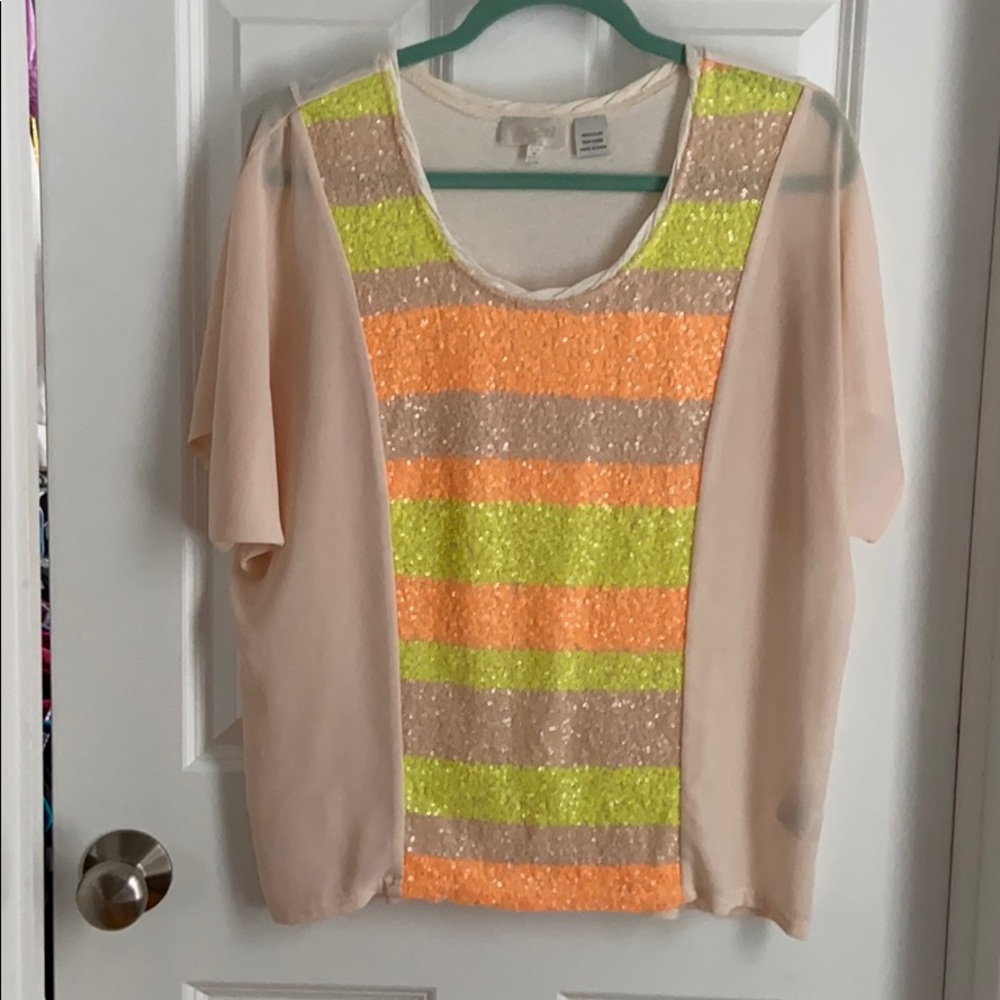 Miss Me semi sheer sequin top
